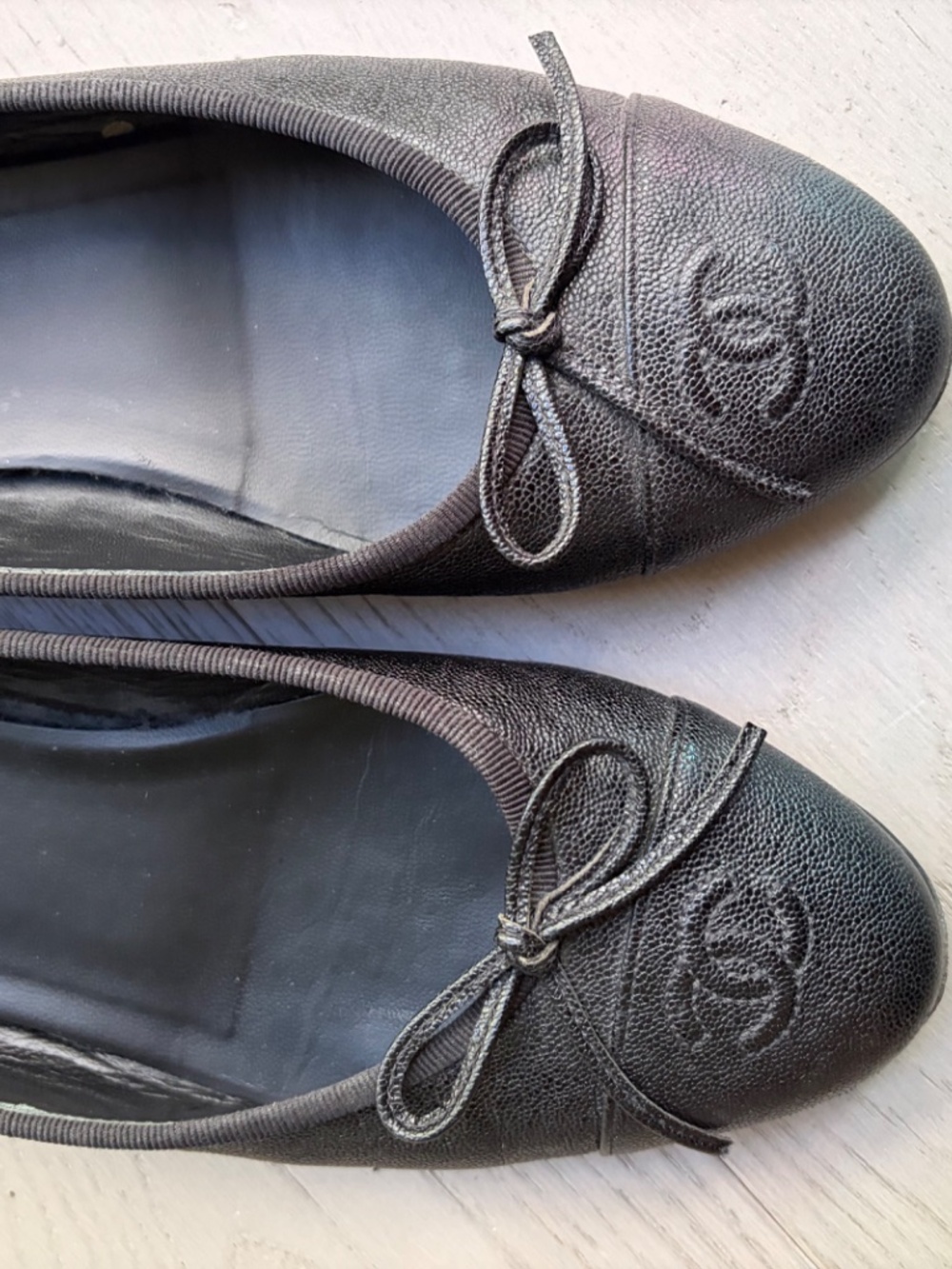 Chanel black ballet flats caviar leather 39 (US 8.5) - Picture 6 of 15